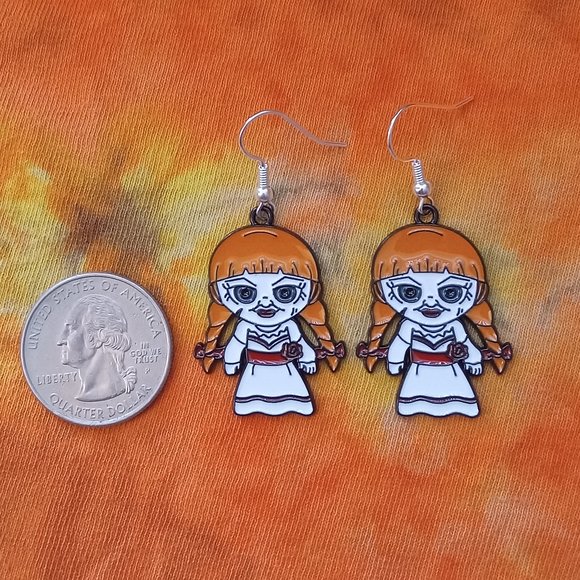 Handmade ANNABELLE DOLL Horror Earrings - Picture 4 of 6